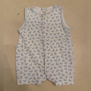Kissy Kissy White and Blue Crab Print Romper